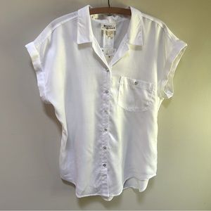 Hester & Orchard ~new ~Optic White Tencel Cap Sleeve Button Front Shirt in Small